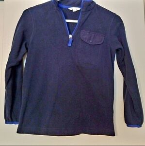 Land's End Kids Navy Blue Fleece Quarter Zip Pullover Boy's Large 14-16 Pocket